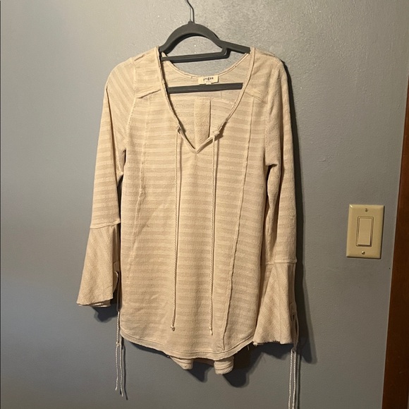 Umgee Tops - Umgee Cream Tunic with Drawstring Accents